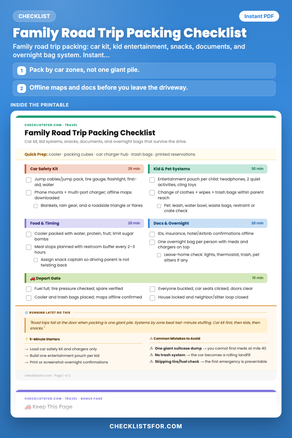 Family Road Trip Packing Checklist
