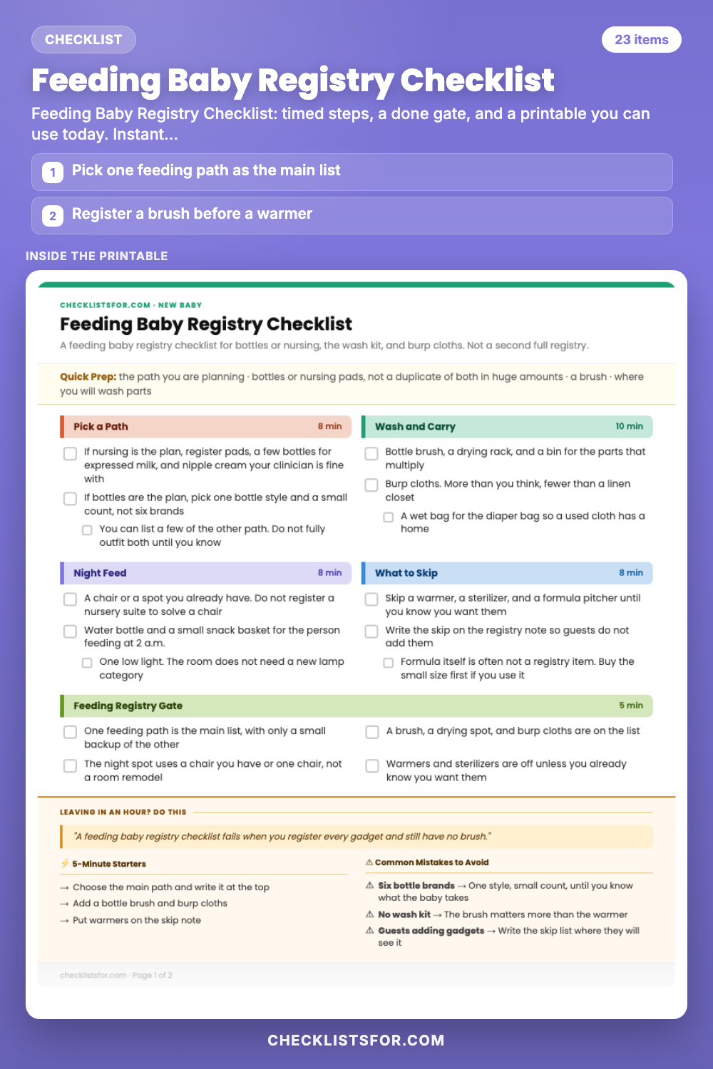 Feeding Baby Registry Checklist