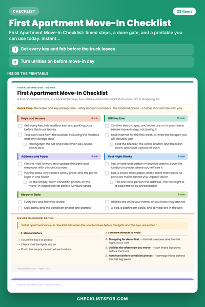 First Apartment Move-In Checklist