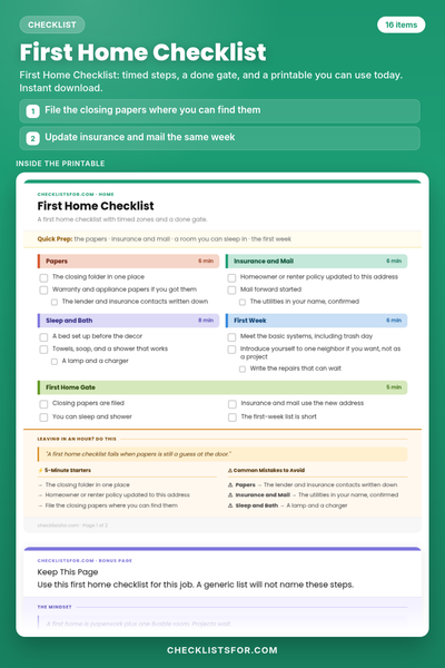First Home Checklist