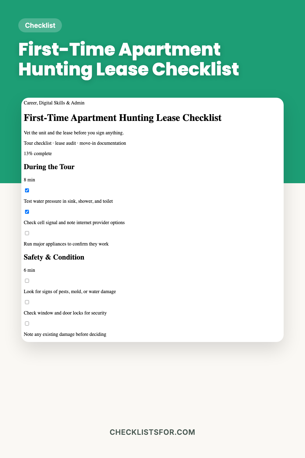 First-Time Apartment Hunting Lease Checklist