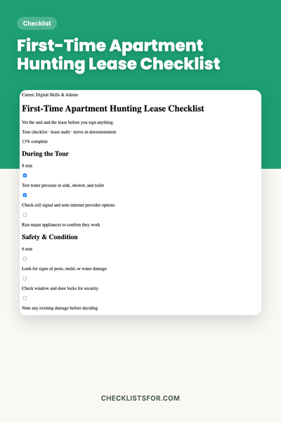 First-Time Apartment Hunting Lease Checklist