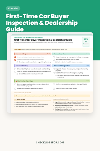 First-Time Car Buyer Inspection & Dealership Guide