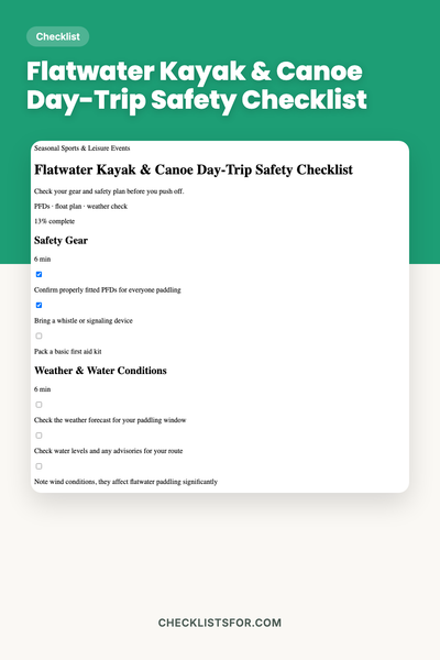 Flatwater Kayak & Canoe Day-Trip Safety Checklist