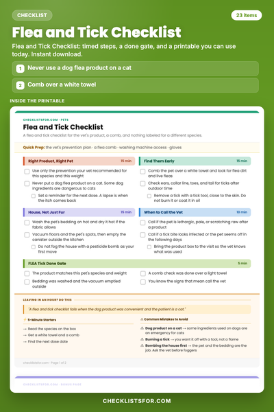 Flea and Tick Checklist