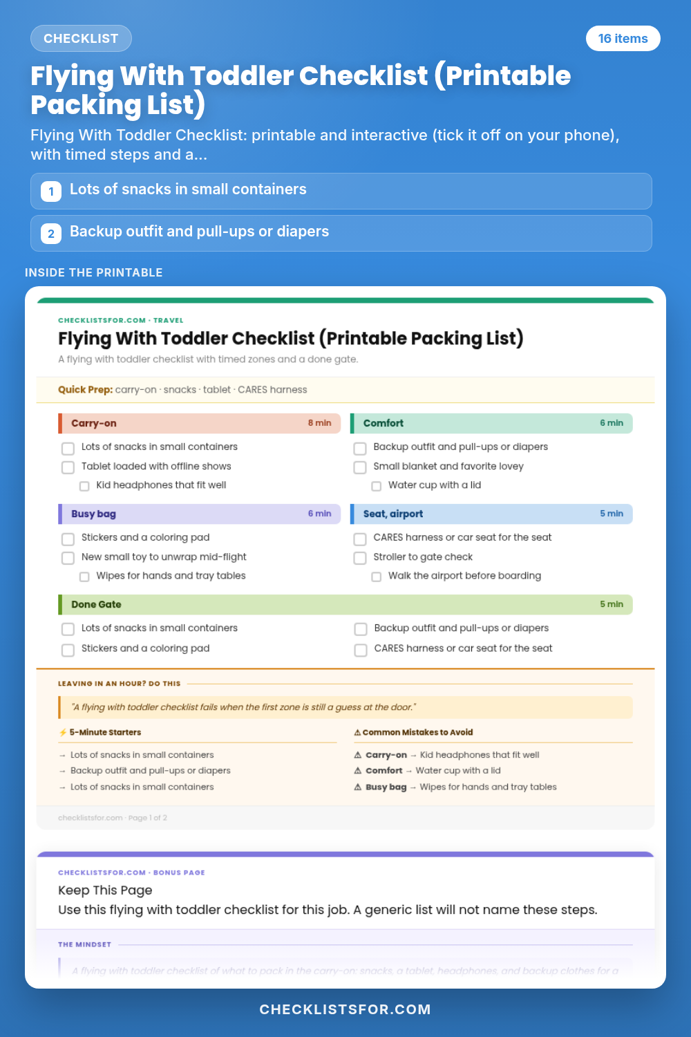 Flying With Toddler Checklist (Printable Packing List)