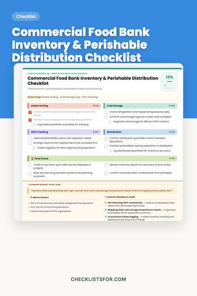 Commercial Food Bank Inventory & Perishable Distribution Checklist