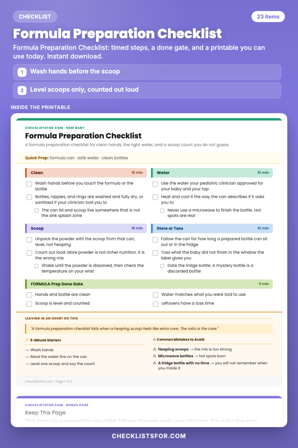 Formula Preparation Checklist