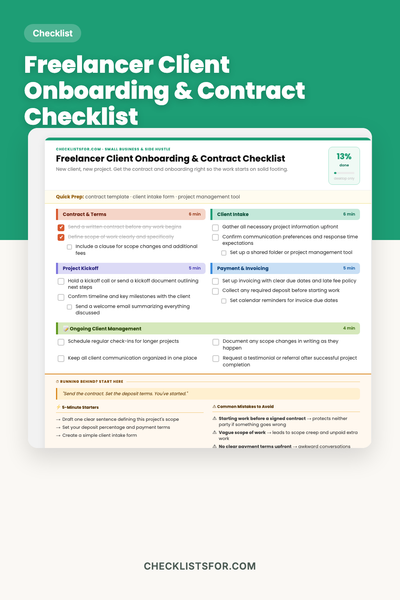 Freelancer Client Onboarding & Contract Checklist