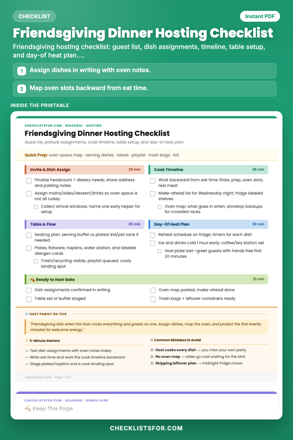 Friendsgiving Dinner Hosting Checklist