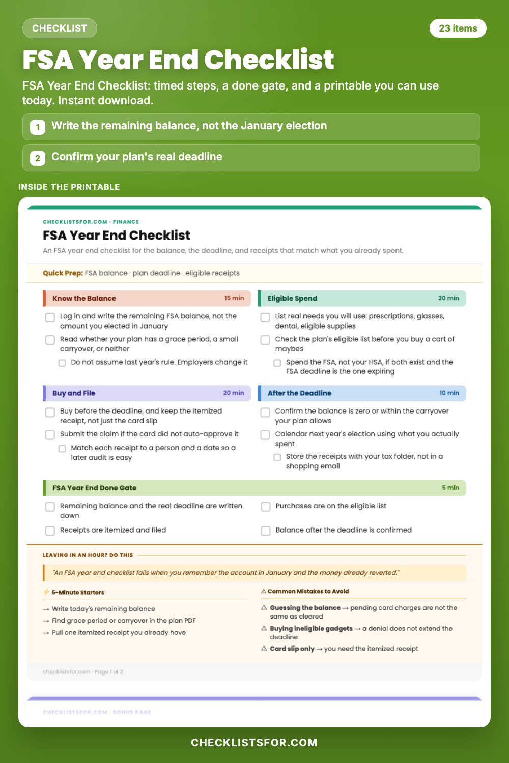 FSA Year End Checklist