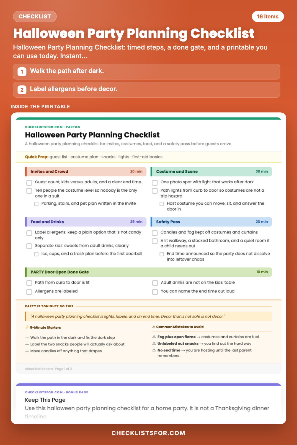 Halloween Party Planning Checklist