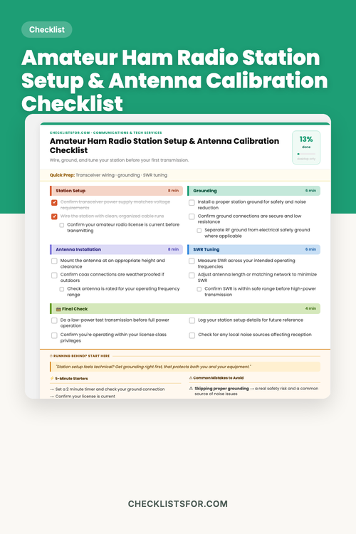 Amateur Ham Radio Station Setup & Antenna Calibration Checklist cover