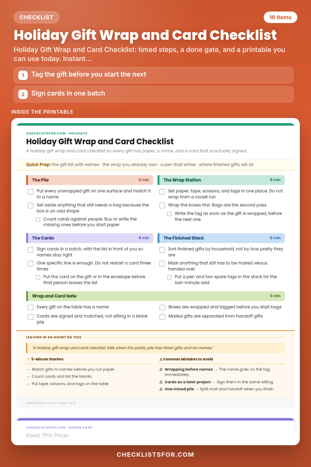 Holiday Gift Wrap and Card Checklist