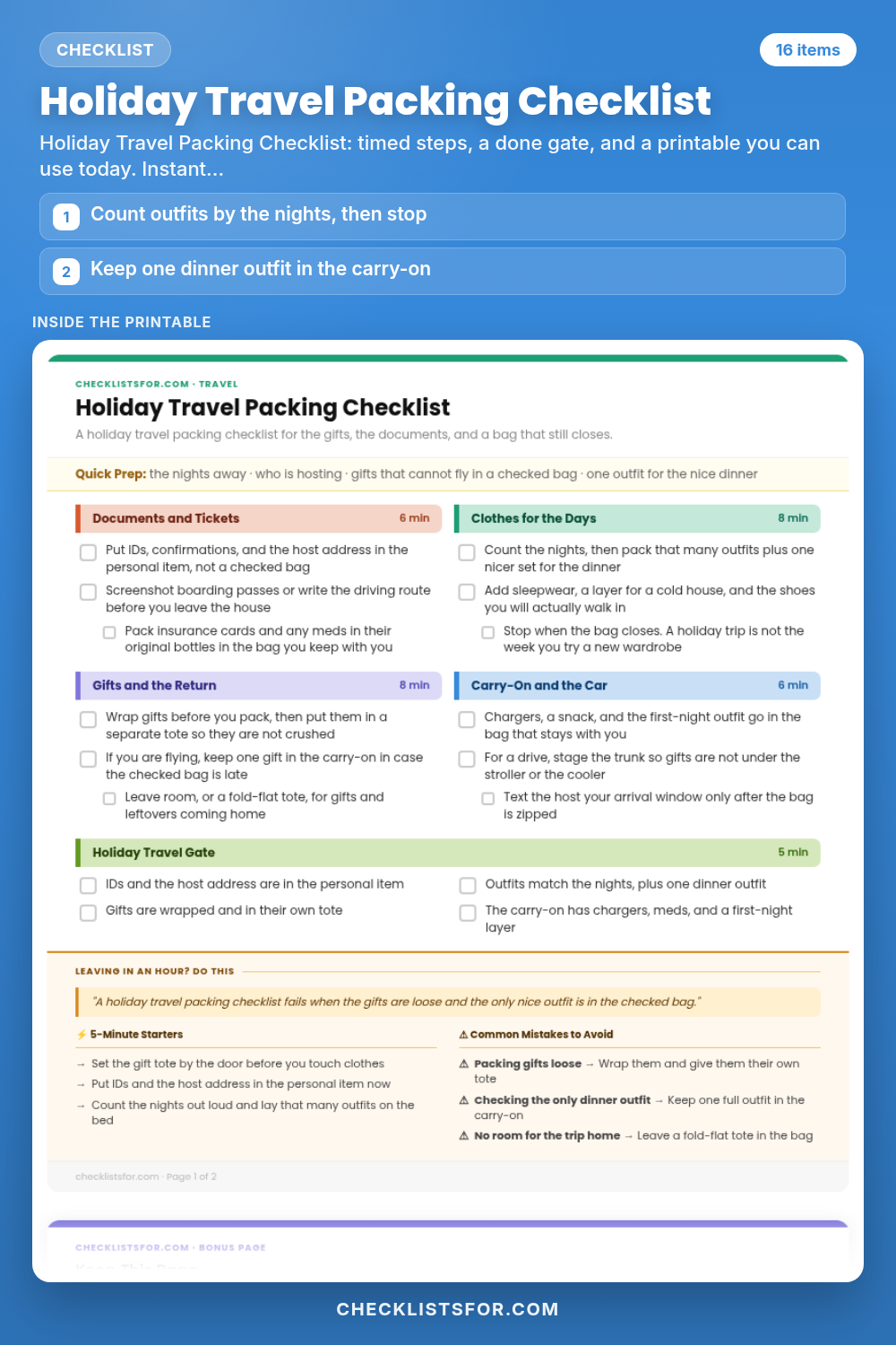 Holiday Travel Packing Checklist