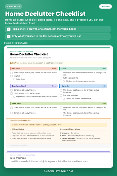 Home Declutter Checklist