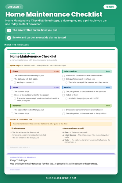 Home Maintenance Checklist
