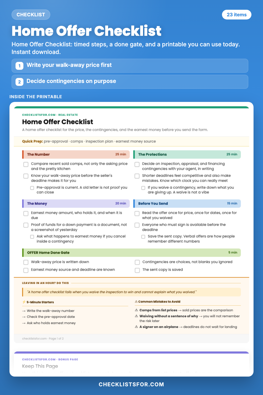Home Offer Checklist