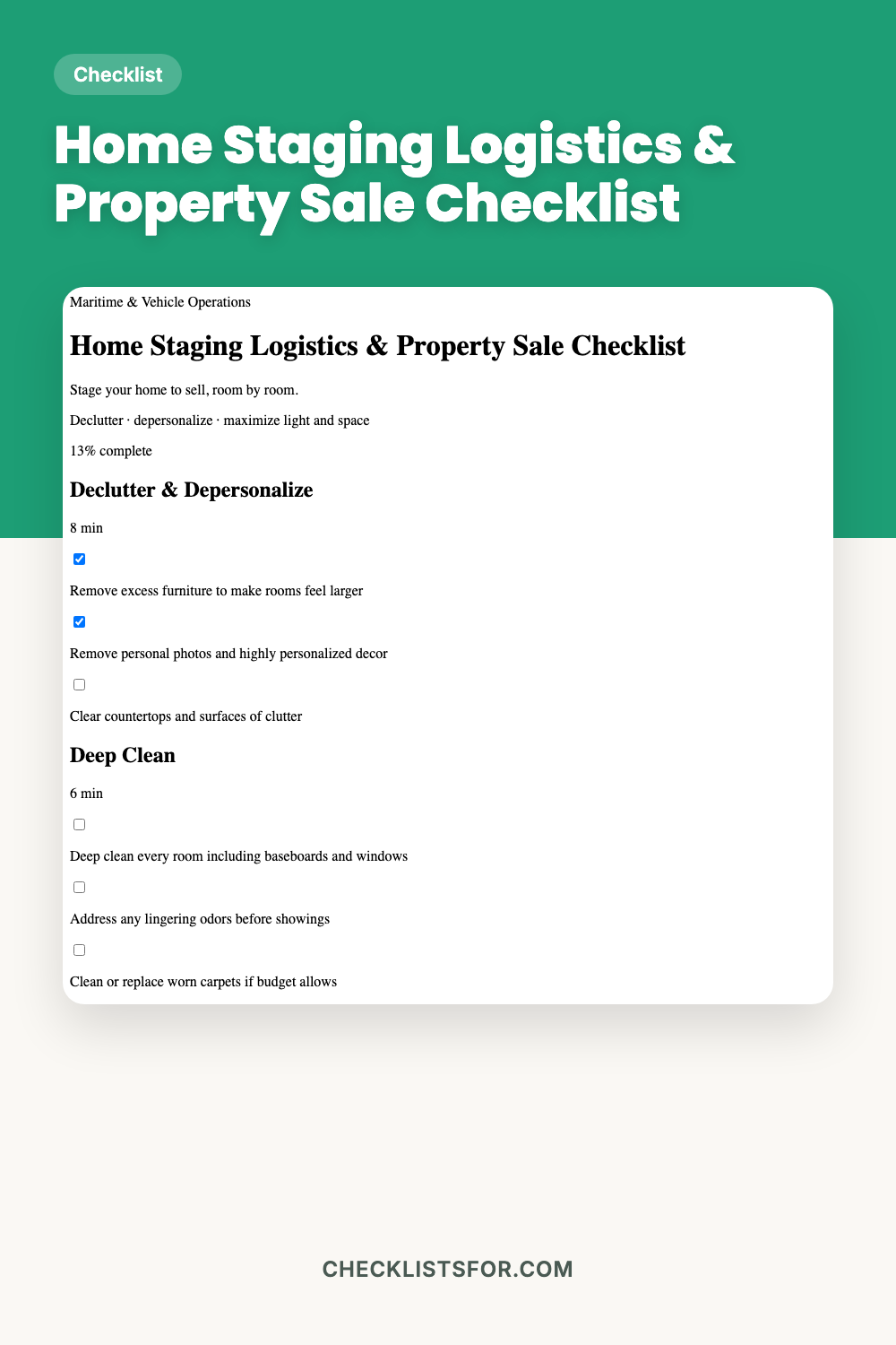 Home Staging Logistics & Property Sale Checklist