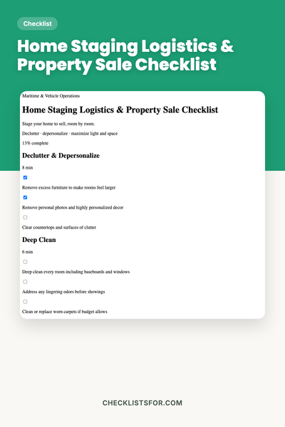 Home Staging Logistics & Property Sale Checklist