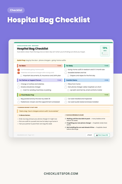 Hospital Bag Checklist