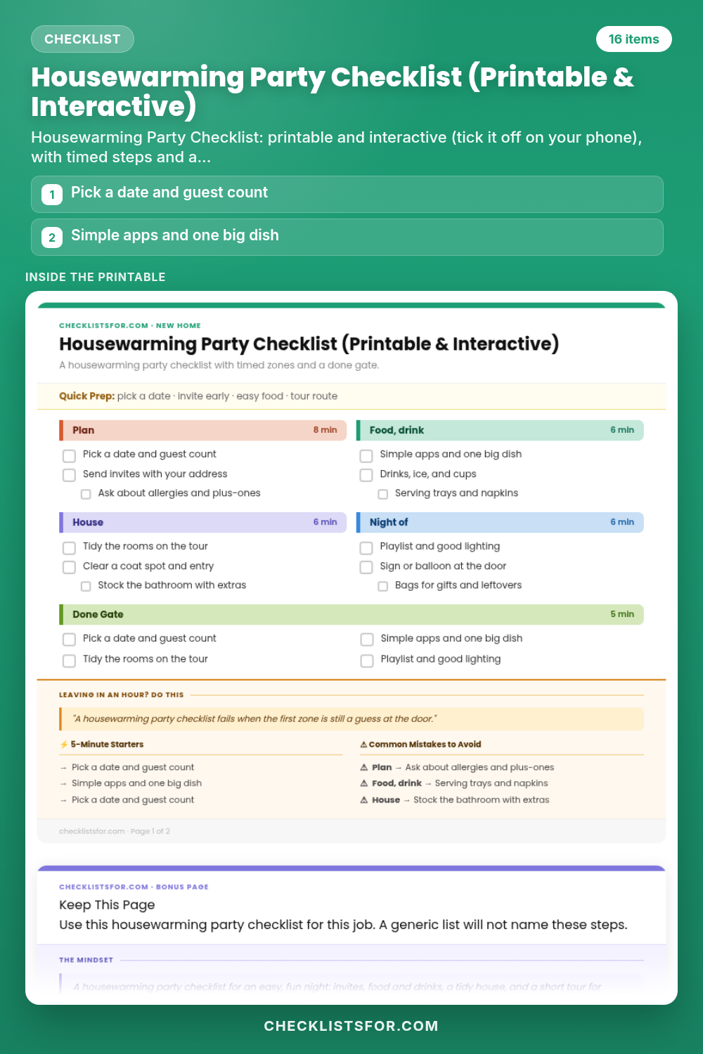 Housewarming Party Checklist (Printable & Interactive)