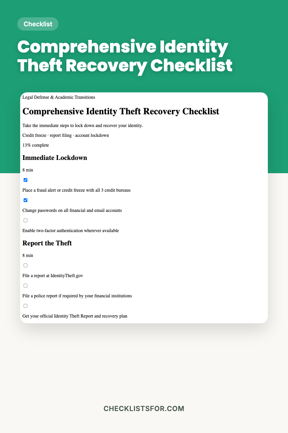 Comprehensive Identity Theft Recovery Checklist