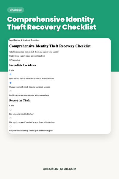 Comprehensive Identity Theft Recovery Checklist