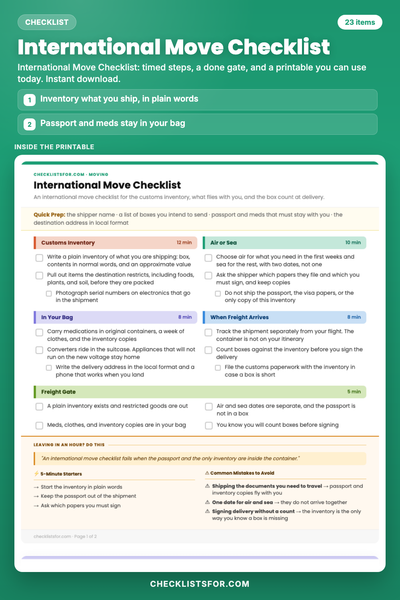 International Move Checklist