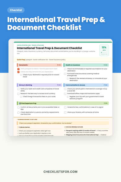 International Travel Prep & Document Checklist