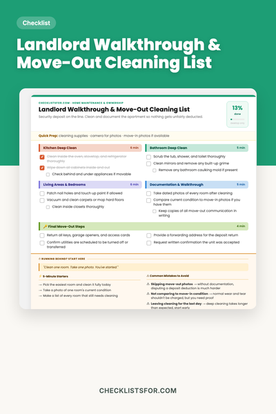 Landlord Walkthrough & Move-Out Cleaning List