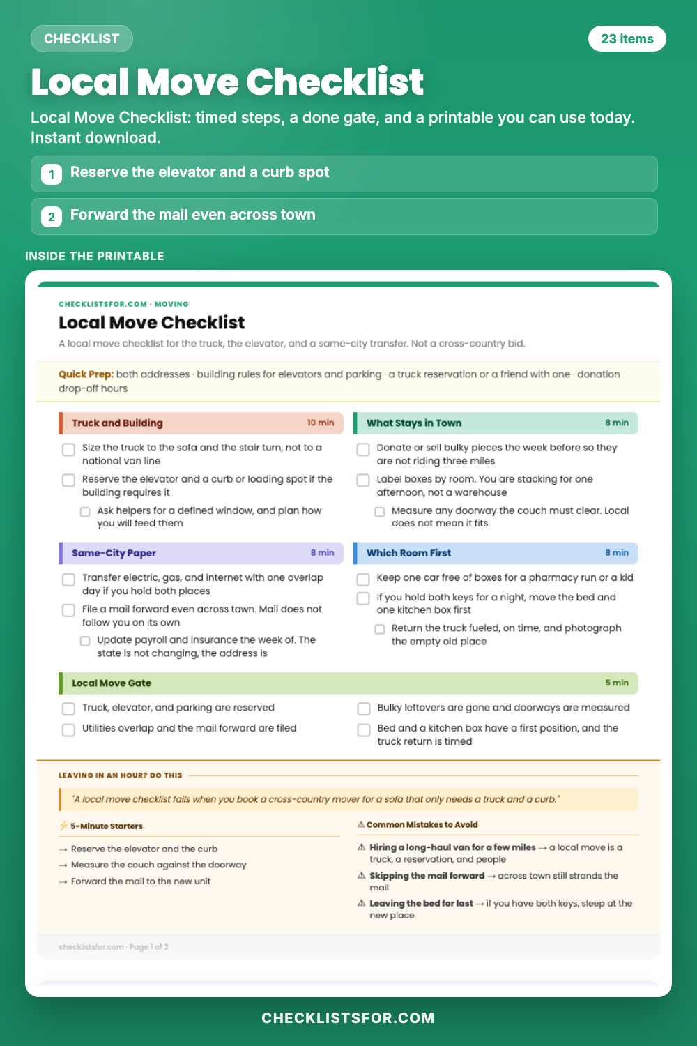 Local Move Checklist