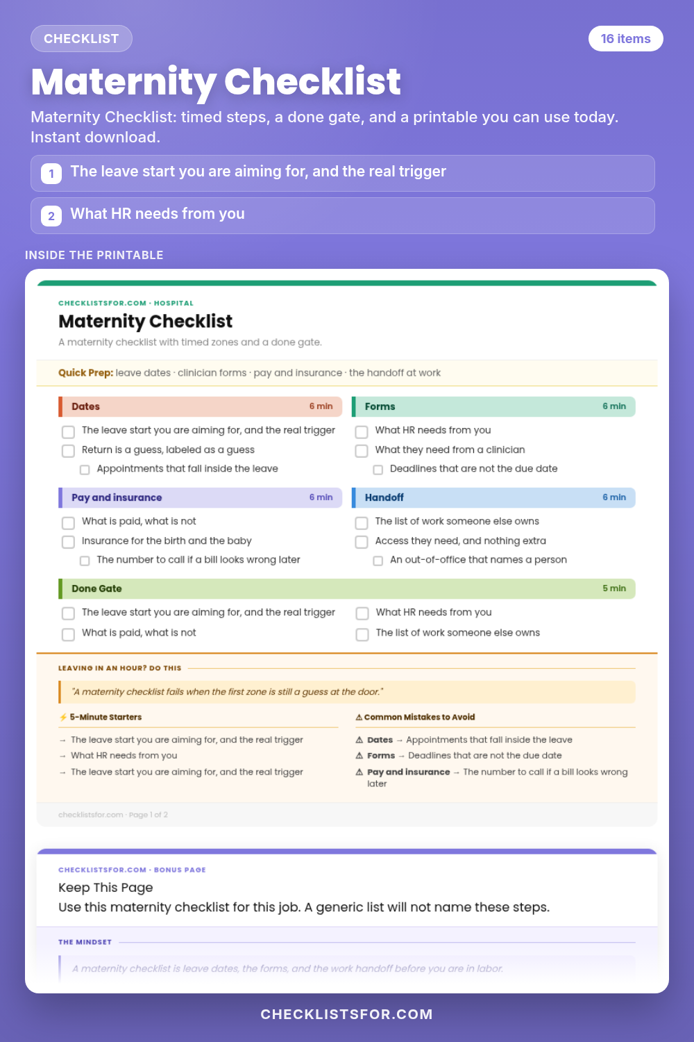 Maternity Checklist