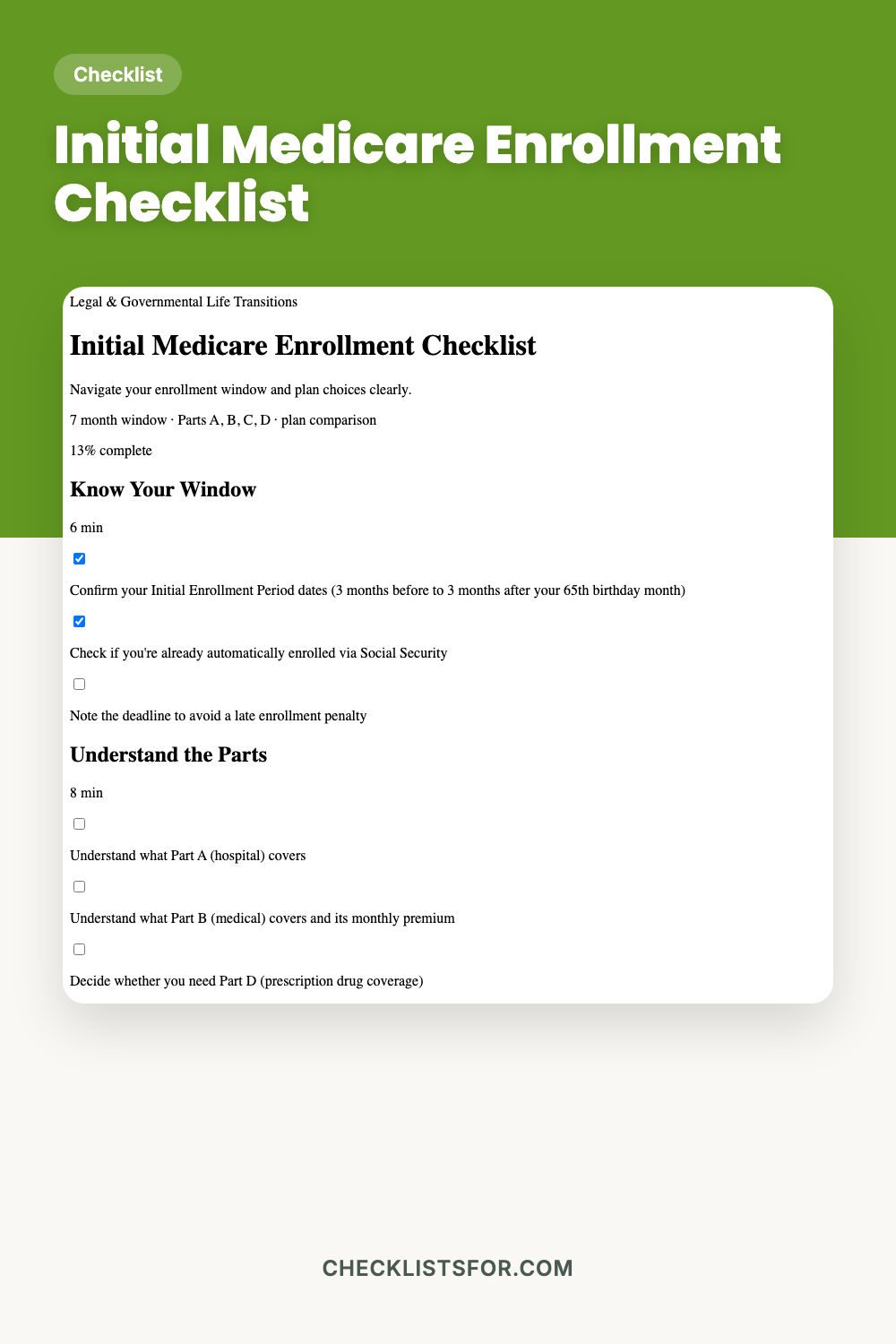 Initial Medicare Enrollment Checklist