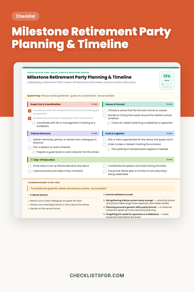 Milestone Retirement Party Planning & Timeline