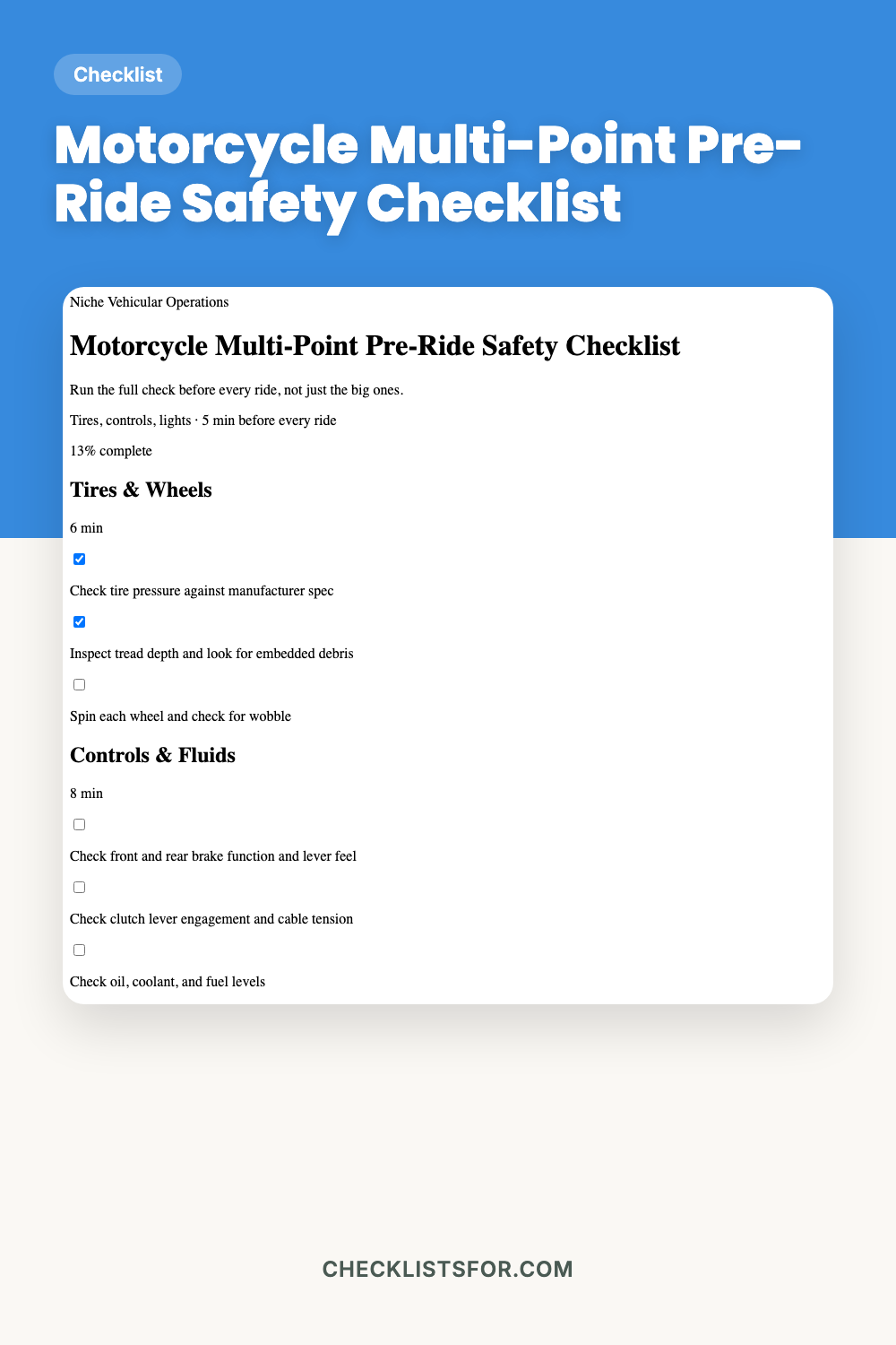 Motorcycle Multi-Point Pre-Ride Safety Checklist