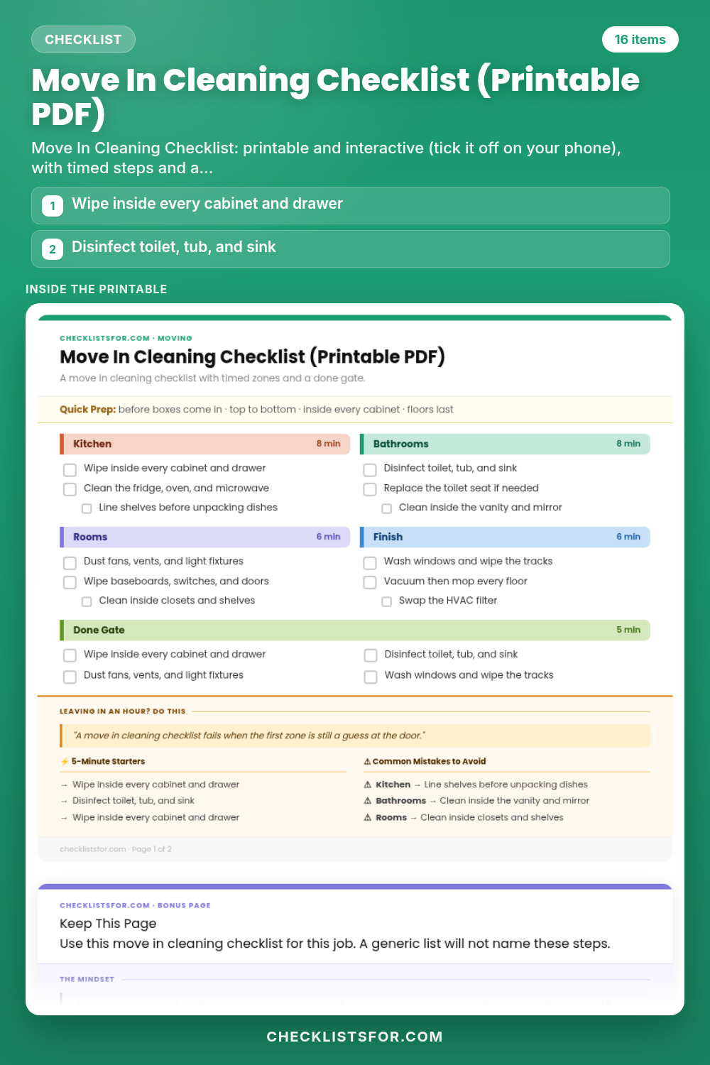 Move In Cleaning Checklist (Printable PDF)