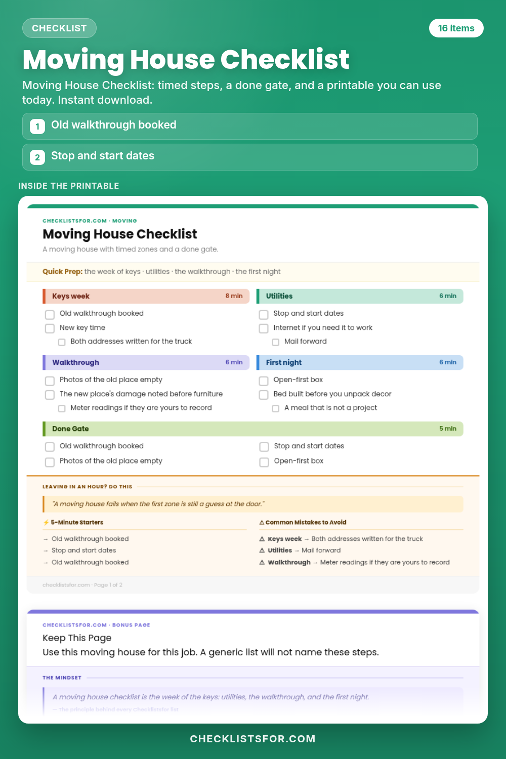 Moving House Checklist