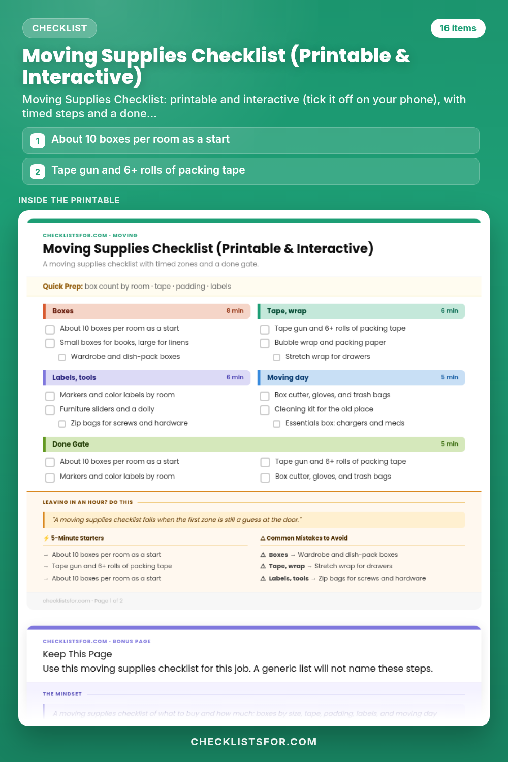 Moving Supplies Checklist (Printable & Interactive)