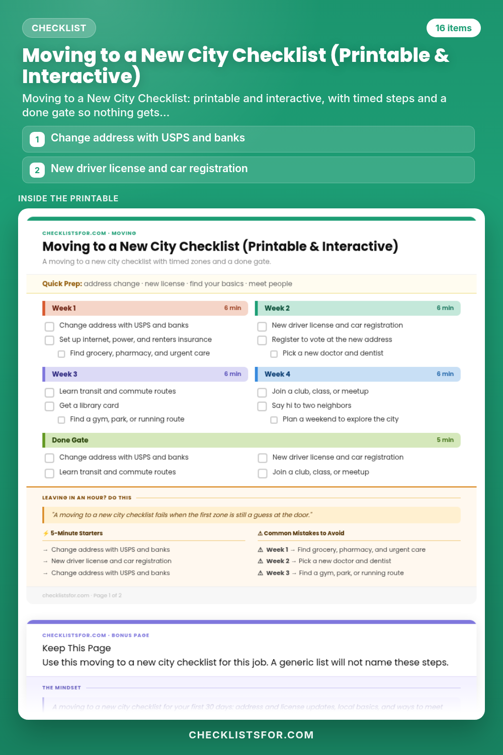 Moving to a New City Checklist (Printable & Interactive)