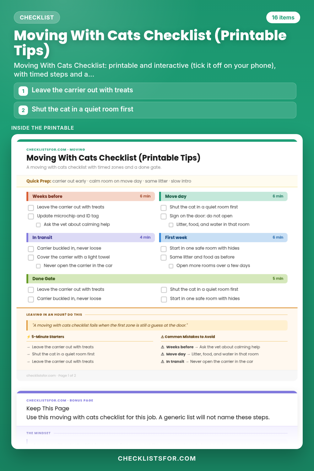Moving With Cats Checklist (Printable Tips)
