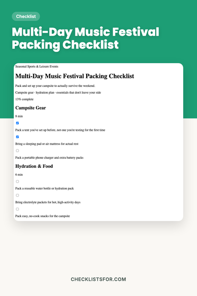 Multi-Day Music Festival Packing Checklist