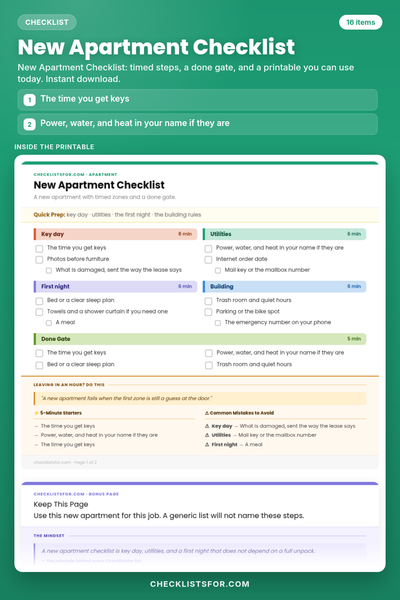 New Apartment Checklist