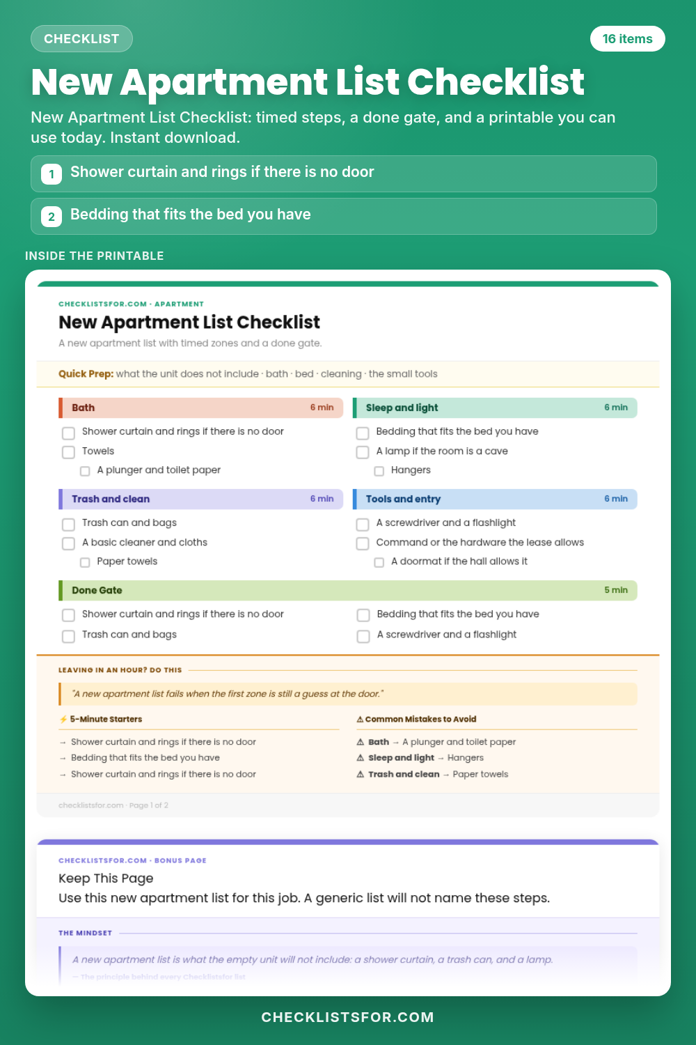 New Apartment List Checklist cover, interactive checklist