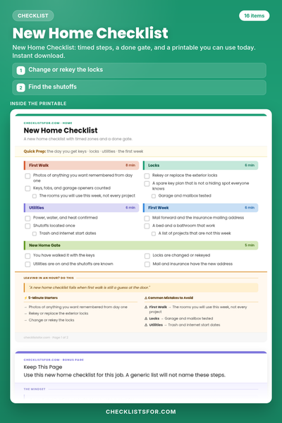 New Home Checklist