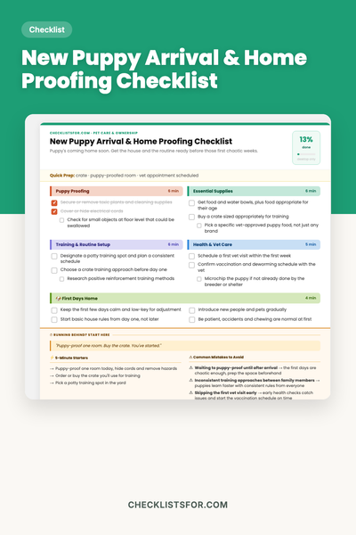 New Puppy Arrival & Home Proofing Checklist