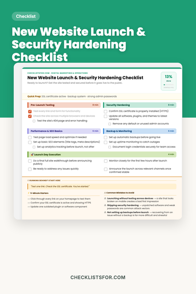 New Website Launch & Security Hardening Checklist