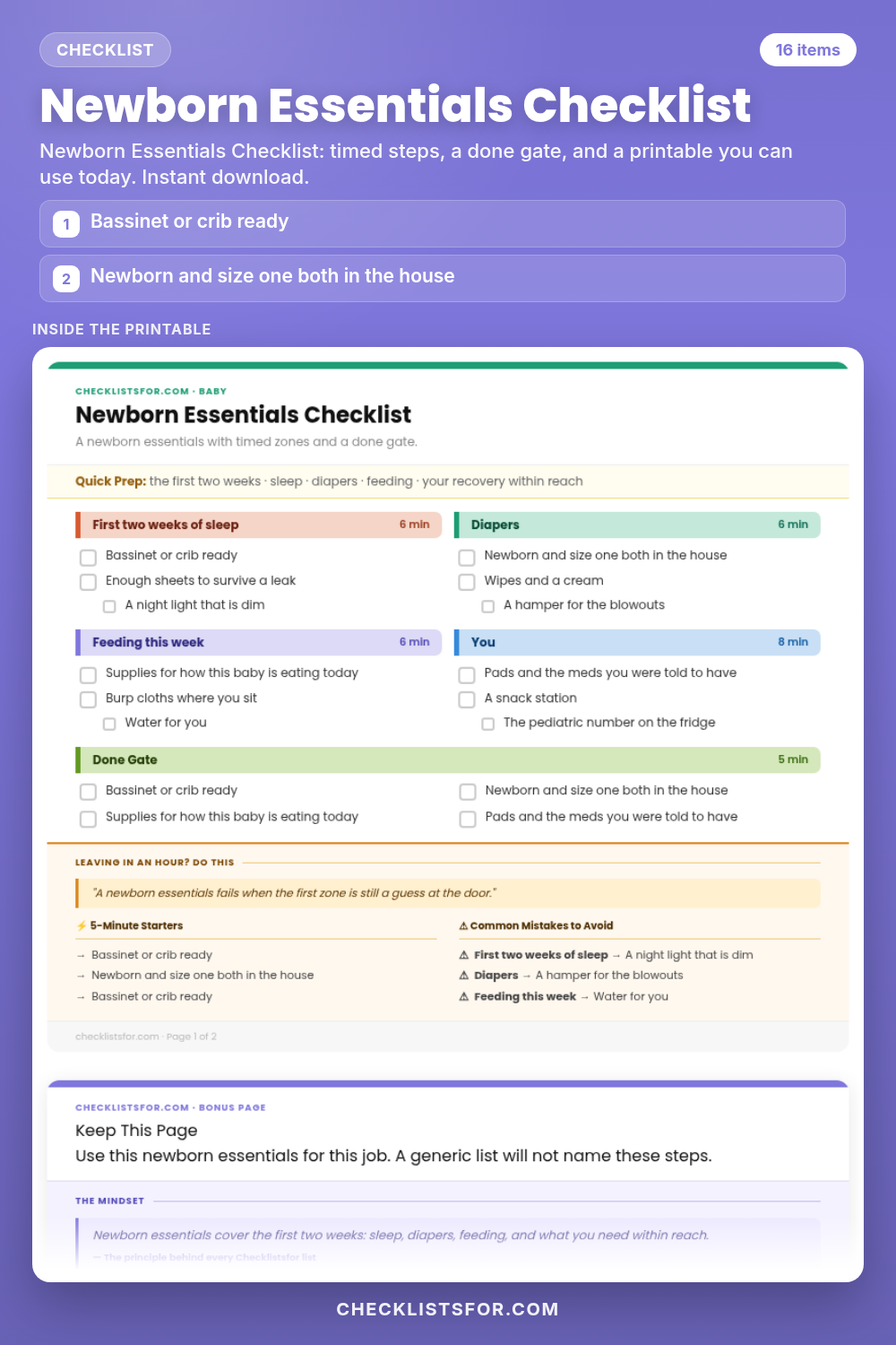 Newborn Essentials Checklist