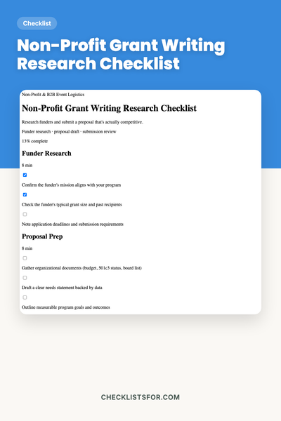 Non-Profit Grant Writing Research Checklist