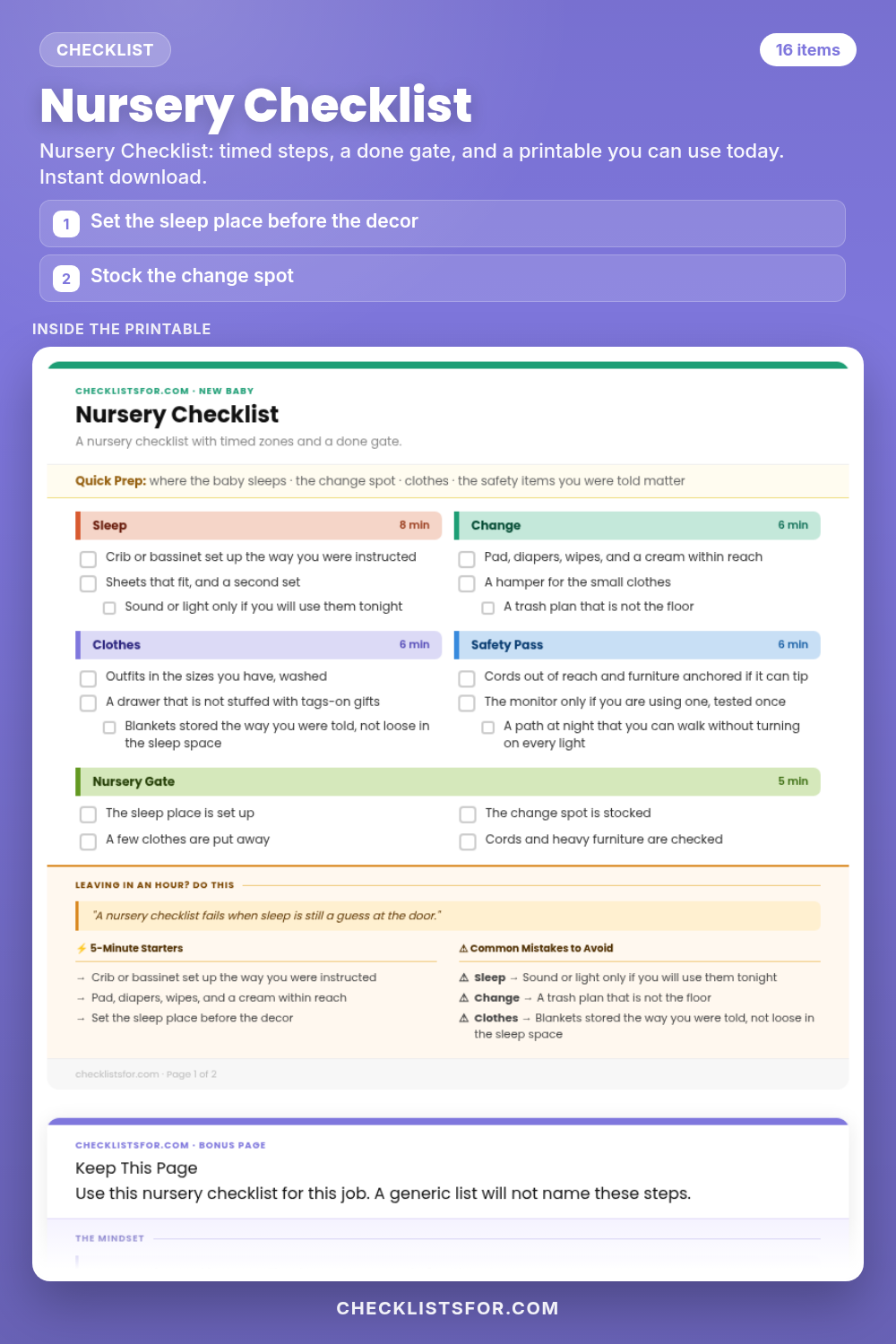 Nursery Checklist